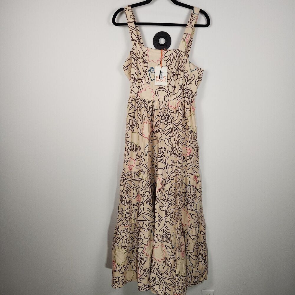 Women's Sleeveless A-Line Dress Maxi - Knox Rose Tan Floral M NWT